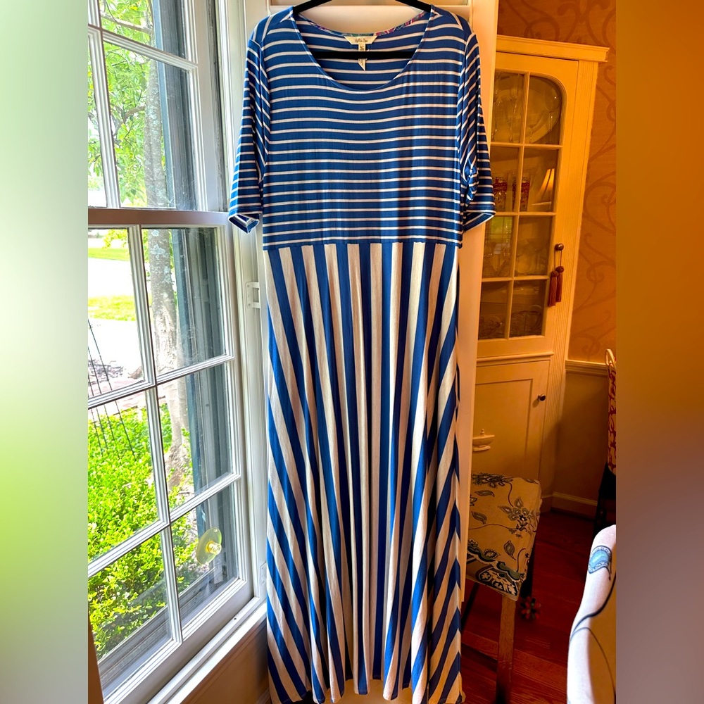 💙MATILDA JANE XL Royal Blue & White Striped Maxi Dress- NEW! UK, Florida, 🏀